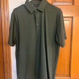 Under Armour Black and Green Striped Polo Shirt - Men’s Medium